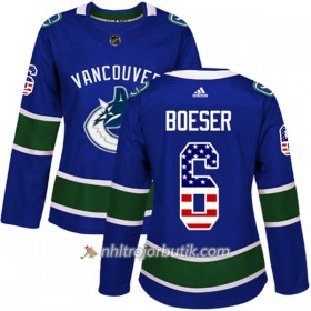 Dame Ishockey Vancouver Canucks Tröja Brock Boeser 6 Adidas 2017-2018 Blå USA Flag Fashion Authentic